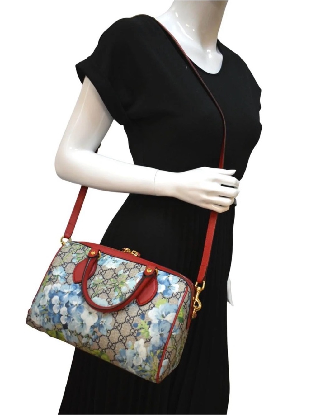Gucci Blue Bloom GG Coated Canvas Small Boston Handbag 546314 - Picture 15 of 15